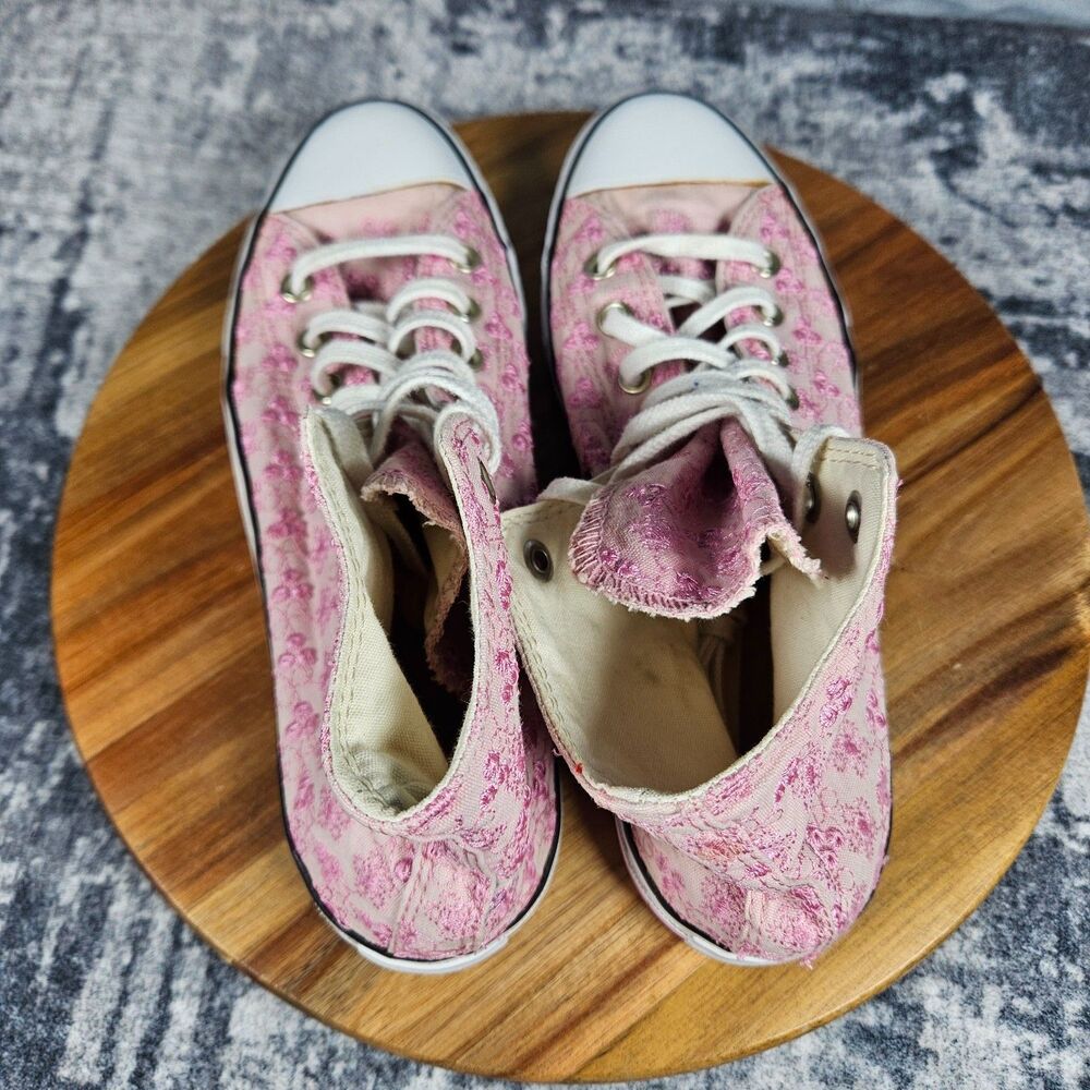 Converse Chuck Taylor All Star High Top Pink Floral White Sneakers Womens 10 - Picture 8 of 12